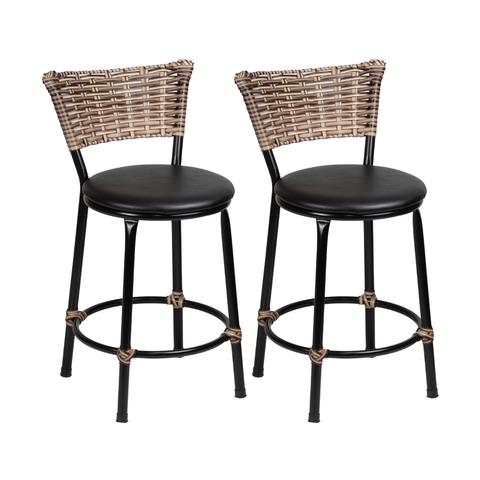 Kit 2 Banquinhos Baixo Cozinha Americana de Fibra Sintetica:capuccino/preto