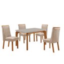 Ver imagem 2 de Mesa de Jantar Liz 120cm Tampo MDF Vidro Canto Copo com 4 Cadeiras Yasmin