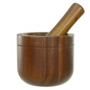 Ver imagem 1 de Pilão Madeira Acácia 16x11,5cm com 2 Peças Bege Flor Arte