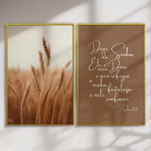 Quadro Decorativo Trigo e Versículo Bíblico