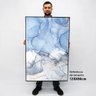 Quadro Decorativo em Canvas Abstrato Mármore Azul Claro TaColado Moldura Flutuante 4,5cm Freijó 120  - 2