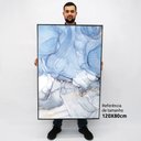Ver imagem 2 de Quadro Decorativo em Canvas Abstrato Mármore Azul Claro TaColado Moldura Flutuante 4,5cm Freijó 120