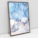 Ver imagem 1 de Quadro Decorativo em Canvas Abstrato Mármore Azul Claro TaColado Moldura Flutuante 4,5cm Freijó 120