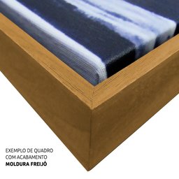 Quadro Decorativo em Canvas Abstrato Mármore Azul Claro TaColado Moldura Flutuante 4,5cm Freijó 120  - 4