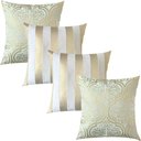 Ver imagem 1 de Kit 4 Capas de Almofadas Luxo Composê Adamascado e Listrado Branco e Dourado 45x45cm Sua Casa Decor