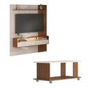 Ver imagem 2 de Sala de Estar Completa Angelim para Tv até 65 Polegadas 1 Porta Basculante com Led Cinamomo/off Whit