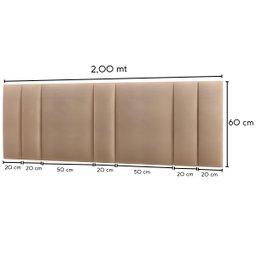 Cabeceira Estofada Cama Casal King Size Led Moderna 200 Cm:veludo Bege - 3