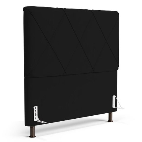 Cabeceira Cama Box Casal Queen Size Mel 160cm com Frame Suede Preto - Desk Design