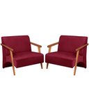 Ver imagem 1 de Poltrona Namoradeira Venus Braço Madeira Maciça Suede Unidecor Bordô