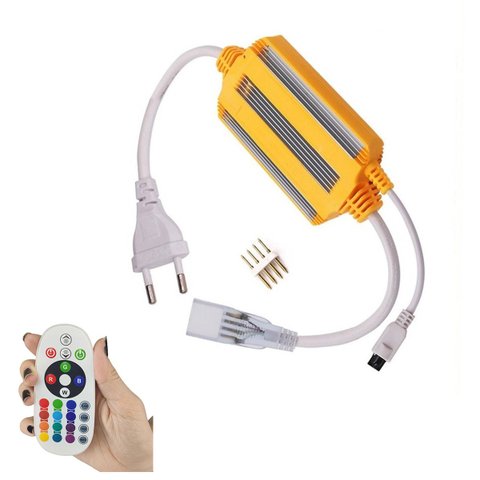 Fonte Conector RGB Controle 100 Metros Fita de Led Mangueira Receptor Iluminaçao Decoraçao Ambiente 