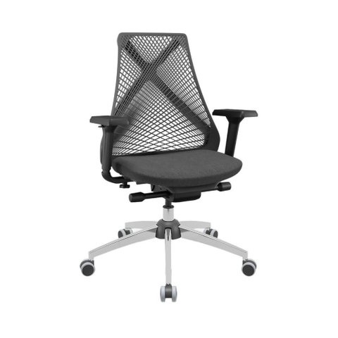 Cadeira de Escritório Nr17 Base Cromada Bix X + Presidente Cor:preto com Cinza