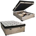 Ver imagem 1 de Cama Box Baú Casal Suede + Colchão Ortobom Iso Dupla Face 138x188x60 Cor:bege
