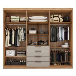 Guarda Roupa Casal 6 Portas com Espelho e 4 Gavetas Giardino - Amêndola Touch/nude Prime Tx - 3