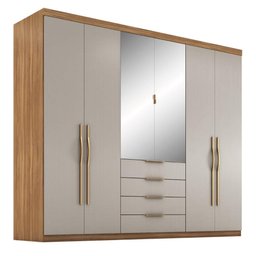 Guarda Roupa Casal 6 Portas com Espelho e 4 Gavetas Giardino - Amêndola Touch/nude Prime Tx - 10