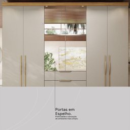 Guarda Roupa Casal 6 Portas com Espelho e 4 Gavetas Giardino - Amêndola Touch/nude Prime Tx - 6