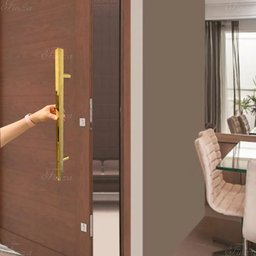 Puxador Dourado Porta Portão Social Box Inox 60cm Quadrado Fineza - 4
