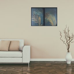 Quadro Duplo Folhas Ultradefinição com Moldura Preto - 3 Quadro Duplo Folhas Ultradefinição com Moldura Preto - 3