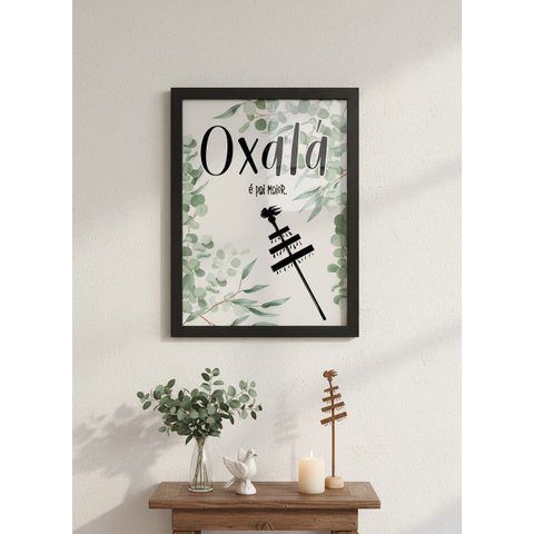Quadro Decorativo Oxalá É Pai Maior - 70x50cm:moldura Preta