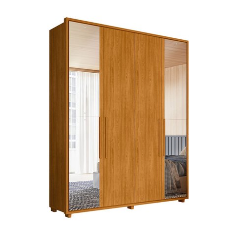 Guarda Roupas 100% Mdf 2 Espelhos 4 Portas 187cm Greco 182 Espazzo Madetec