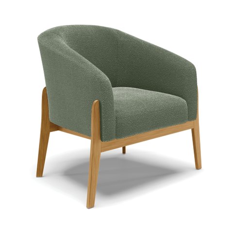 Poltrona Decorativa Base Madeira Stella Bouclê Menta D03 - D'Rossi