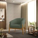 Ver imagem 2 de Poltrona Decorativa Base Madeira Stella Bouclê Menta D03 - D'Rossi