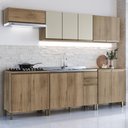 Ver imagem 2 de Cozinha Modulada Dinamarca 6 Peças Castani com Aéreo 120cm com Vidro Off White - Indékes