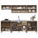 Ver imagem 3 de Cozinha Modulada Dinamarca 6 Peças Castani com Aéreo 120cm com Vidro Off White - Indékes