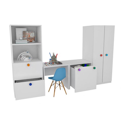 Kit Armário Montessoriano Rubi 100% Mdf + Eiffel Azul