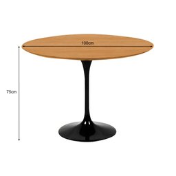 Mesa Jantar Tulipa Saarinen Redonda 1m Tampo Madeira Freijó Base Preta - 2