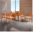 Ver imagem 1 de Mesa de Jantar Carolina Laminado 6 Lugares Tampo MDF Cadeiras Copper Creme Off Naturale 180cm