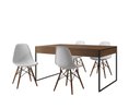 Ver imagem 1 de Conjunto Industrial Filadelfia 120x75 Ferro Preto Tampo Amendoa 4 Cadeiras Brancas