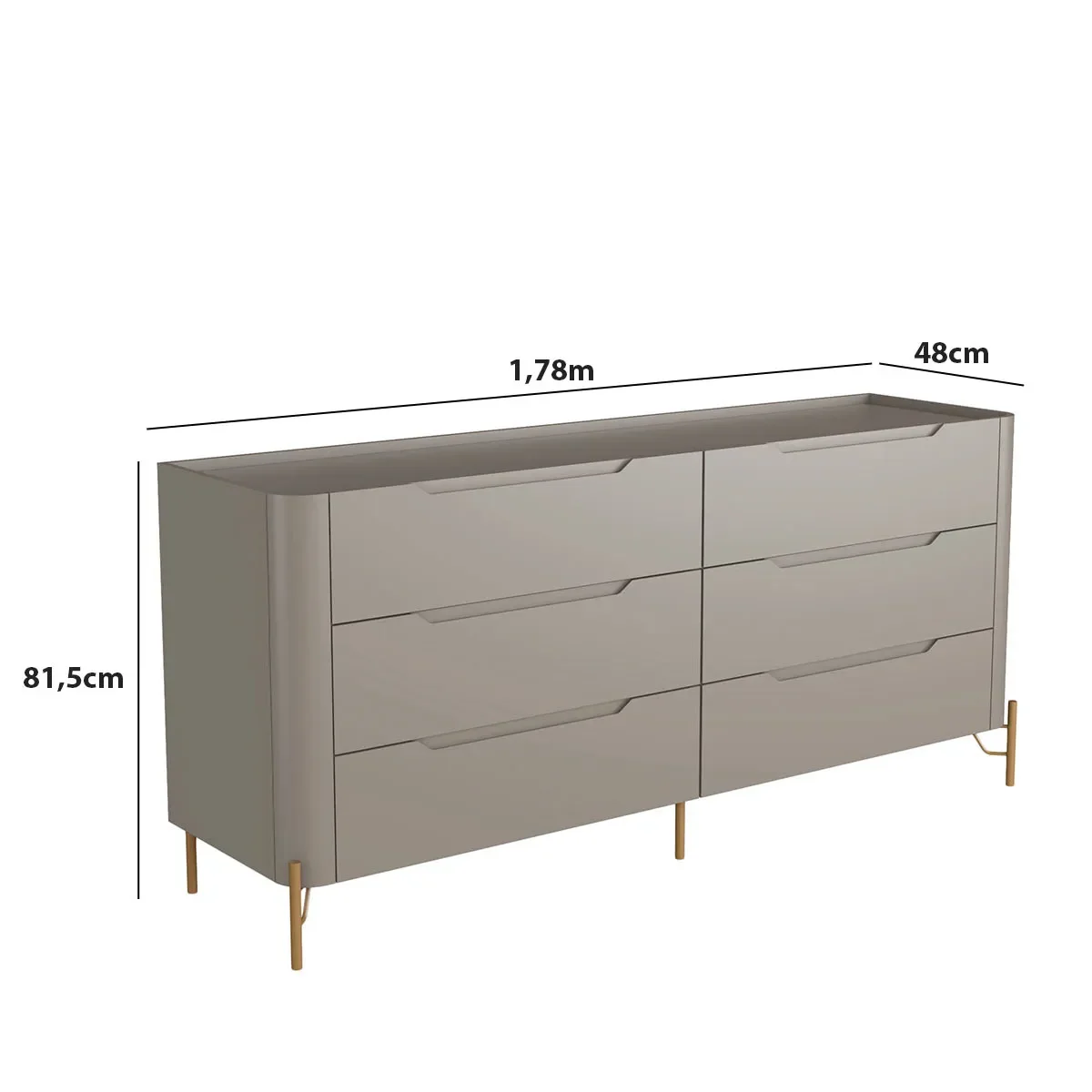 Ver imagem 2 de Cômoda com 6 Gavetas em Mdf – 178x81,5x48 Cm – Acabamento premium