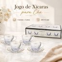 Ver imagem 2 de Jogo 4 Xícaras de Chá Victória 200ml com Pires Vidro Borda Dourada