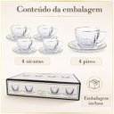 Ver imagem 5 de Jogo 4 Xícaras de Chá Victória 200ml com Pires Vidro Borda Dourada