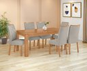 Ver mais imagens de Conjunto Sala de Jantar Mesa Athenas 180 Tampo no Glass com 6 Cadeiras Rayla - Lopas Amendoa Clean -
