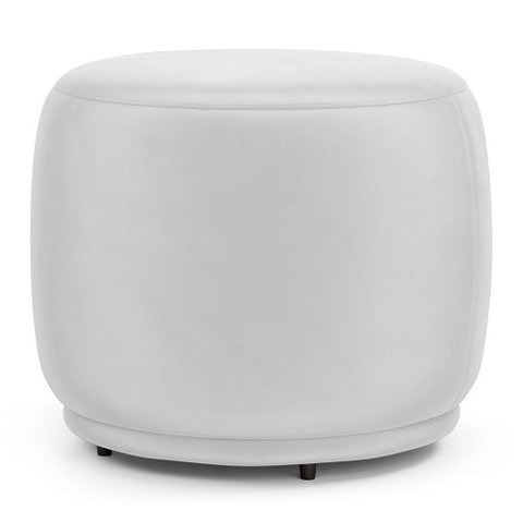 Puff Decorativo Orgânico Living Molly Redondo Couríssimo Branco - Desk Design