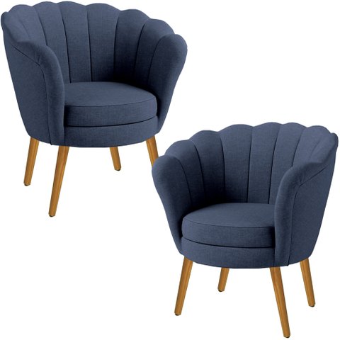 Kit Duas Poltronas Pétala em Linho Premium 11- Azul Sua Casa Decorações