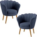 Ver imagem 1 de Kit Duas Poltronas Pétala em Linho Premium 11- Azul Sua Casa Decorações