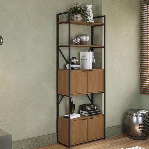 Estante Alta Estilo Industrial 72cm 04 Portas e 02 Prateleiras Li018 Kappesberg Industrial