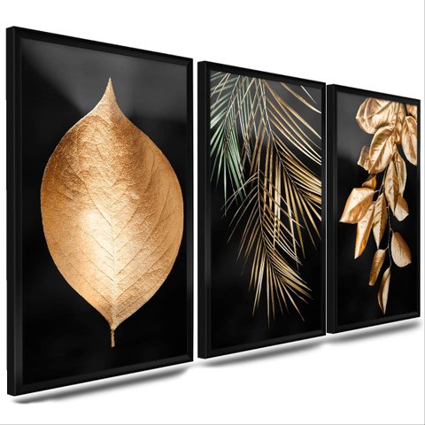 Quadros Decorativos Trio Kit 3 Flores Sala Escritório Grand DEKORAFACIL Quadro Trio Decorativo Conju