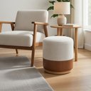Ver imagem 1 de Puff Redondo Decorativo Premium Madeira Maciça Resistente Sala Luxo Talento Móveis