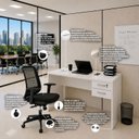 Ver mais imagens de Conjunto Mesa de Escritório 120x60cm com 2 Gavetas + Cadeira Netflex Ergonômica Premium Reclinável