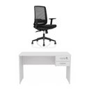 Ver imagem 2 de Conjunto Mesa de Escritório 120x60cm com 2 Gavetas + Cadeira Netflex Ergonômica Premium Reclinável