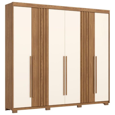 Guarda Roupa Casal 6 Portas 252 Cm Norton Nature Off White Henn