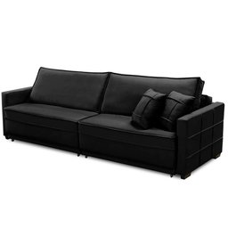 Sofá Retrátil e Reclinável 2,30m Karina Veludo Preto Madelina Decor - 5