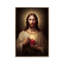 Quadro Decorativo Religioso Cristo com Moldura Caixa de 3cm de Profundidade, 100x70cm - 1