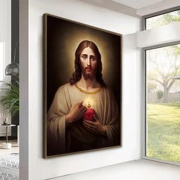 Quadro Decorativo Religioso Cristo com Moldura Caixa de 3cm de Profundidade, 100x70cm - 2