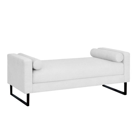 Recamier Berlim Base Metal 1,20m Corino Branco - Inova Decorações 