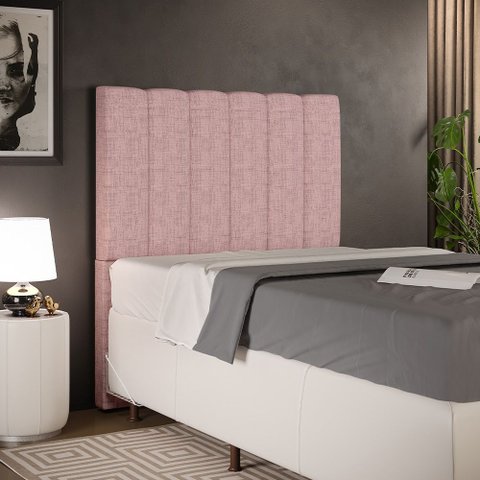 Cabeceira Cama Box Painel Solteiro 100 Cm Dália W01 Linho Rosa - Lyam Decor
