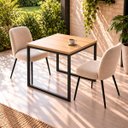 Ver imagem 2 de Mesa de Jantar Reforçada Industrial 70x80cm Tampo Bege Pés Preto